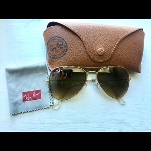 Ray Ban Gold & Brown Aviators
